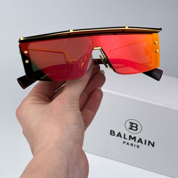 Balmain WONDER BOY-III BPS-127C-145 Men BRAND NEW Sunglasses Titanium Gold Red - Picture 3 of 12